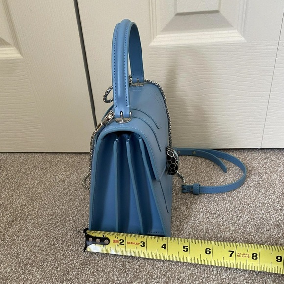 Bvlgari Bulgari Serpenti Forever Top Handle Blue Silver Hardware Snake Head - Picture 5 of 14